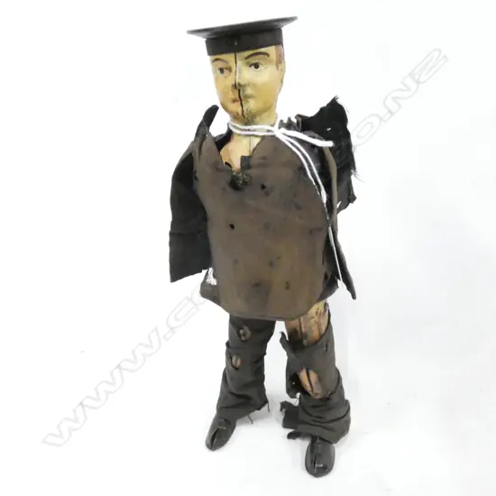 VERY OLD TIN PLATE WIND UP SAILOR - NOT WORKING - CLOTHES IN SHREDS & NO ARMS